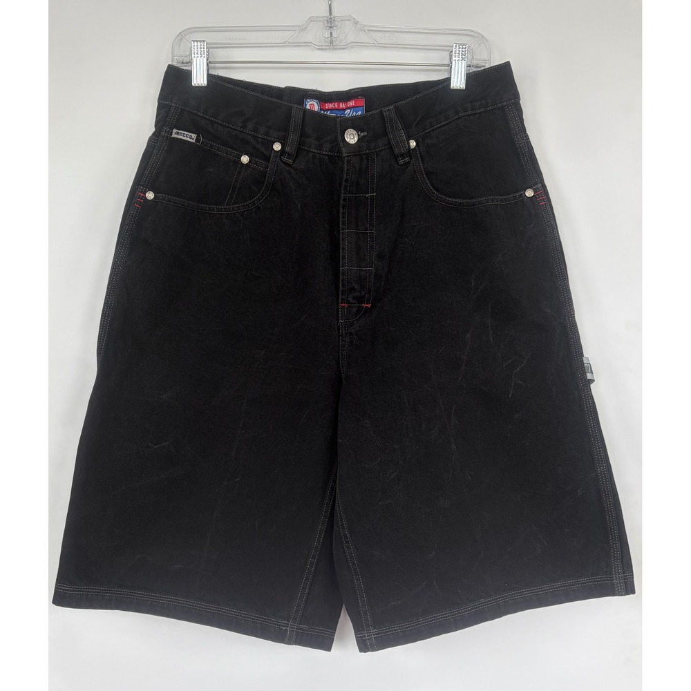 Mecca USA Vintage 90 Men 34 Black Denim Carpenter Shorts Baggy Y2K Hip Hop Skate